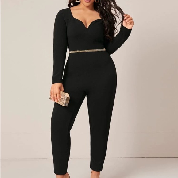 Sweetheart Neck Fitted Jumpsuit Without Belt